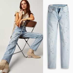 NWT Free People Levi’s 501 Crystal Studded Jeans